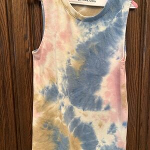 Twenty Second Tie-Dye knit Tank Top - Blue, Pink, Tan Sz L